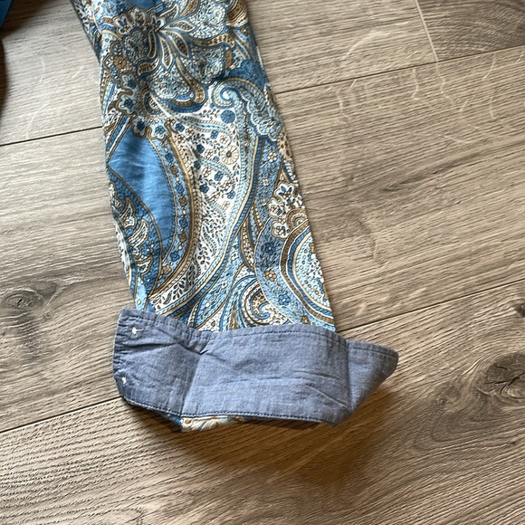 Tommy Hilfiger Blue and brown Paisley, cotton button-down shirt - Picture 7 of 8